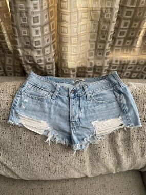 Abercrombie & Fitch Light Blue Ripped Denim Shorts